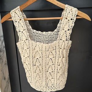 Crochet Tank Top in Natural Cream